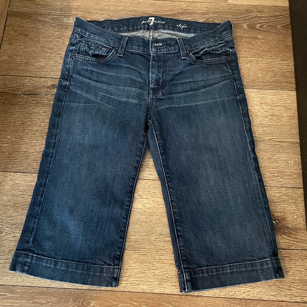 7 for all Mankind Dojo Crop Jeans Women 28 Dark Blue Inseam 15”